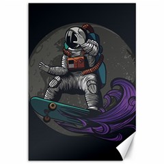 Illustration Astronaut Cosmonaut Paying Skateboard Sport Space With Astronaut Suit Canvas 12  X 18  by Vaneshart