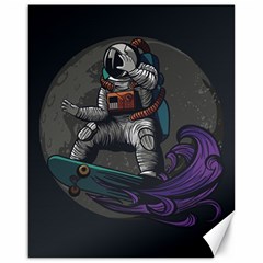 Illustration Astronaut Cosmonaut Paying Skateboard Sport Space With Astronaut Suit Canvas 16  X 20  by Vaneshart