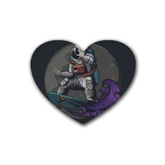 Illustration Astronaut Cosmonaut Paying Skateboard Sport Space With Astronaut Suit Heart Coaster (4 Pack)  by Vaneshart