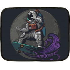 Illustration Astronaut Cosmonaut Paying Skateboard Sport Space With Astronaut Suit Double Sided Fleece Blanket (mini)  by Vaneshart