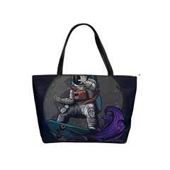 Illustration Astronaut Cosmonaut Paying Skateboard Sport Space With Astronaut Suit Classic Shoulder Handbag by Vaneshart