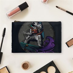 Illustration Astronaut Cosmonaut Paying Skateboard Sport Space With Astronaut Suit Cosmetic Bag (medium) by Vaneshart