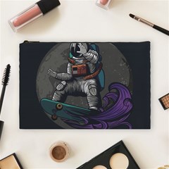 Illustration Astronaut Cosmonaut Paying Skateboard Sport Space With Astronaut Suit Cosmetic Bag (large) by Vaneshart