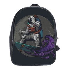 Illustration Astronaut Cosmonaut Paying Skateboard Sport Space With Astronaut Suit School Bag (large) by Vaneshart