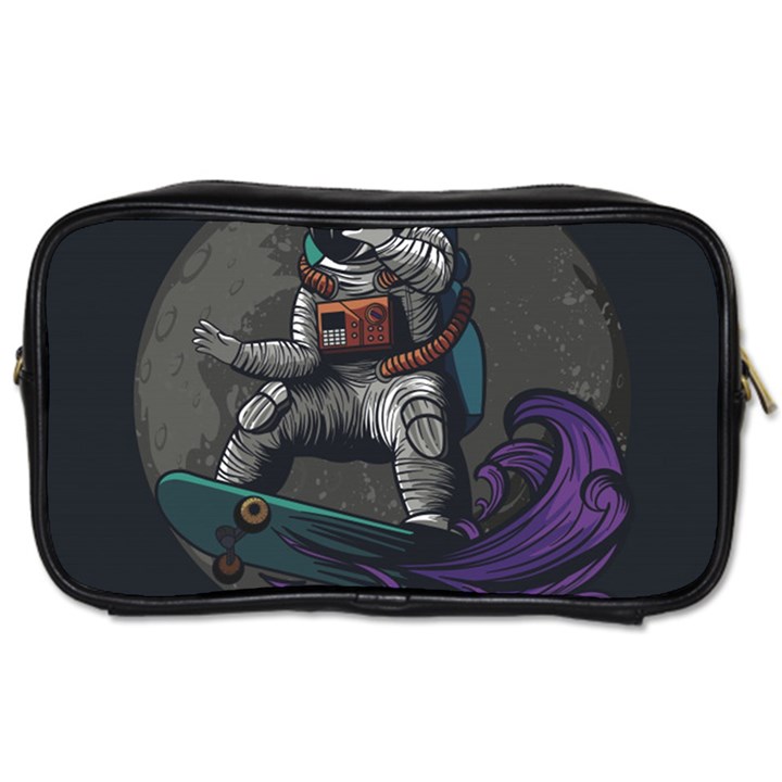 Illustration Astronaut Cosmonaut Paying Skateboard Sport Space With Astronaut Suit Toiletries Bag (Two Sides)