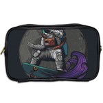 Illustration Astronaut Cosmonaut Paying Skateboard Sport Space With Astronaut Suit Toiletries Bag (Two Sides) Back