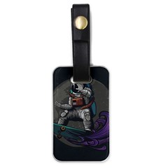 Illustration Astronaut Cosmonaut Paying Skateboard Sport Space With Astronaut Suit Luggage Tag (one Side) by Vaneshart