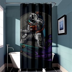 Illustration Astronaut Cosmonaut Paying Skateboard Sport Space With Astronaut Suit Shower Curtain 36  X 72  (stall)  by Vaneshart