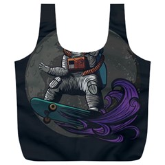 Illustration Astronaut Cosmonaut Paying Skateboard Sport Space With Astronaut Suit Full Print Recycle Bag (xxxl) by Vaneshart