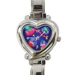 Cartoon Funny Aliens With Ufo Duck Starry Sky Set Heart Italian Charm Watch Front