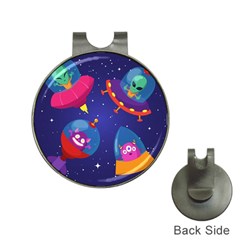 Cartoon Funny Aliens With Ufo Duck Starry Sky Set Hat Clips With Golf Markers by Vaneshart