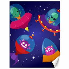 Cartoon Funny Aliens With Ufo Duck Starry Sky Set Canvas 36  X 48  by Vaneshart