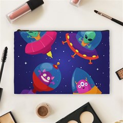 Cartoon Funny Aliens With Ufo Duck Starry Sky Set Cosmetic Bag (large) by Vaneshart