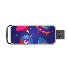 Cartoon Funny Aliens With Ufo Duck Starry Sky Set Portable Usb Flash (one Side) by Vaneshart