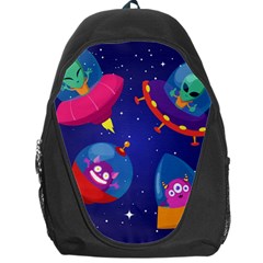 Cartoon Funny Aliens With Ufo Duck Starry Sky Set Backpack Bag by Vaneshart