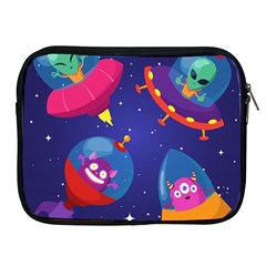 Cartoon Funny Aliens With Ufo Duck Starry Sky Set Apple Ipad 2/3/4 Zipper Cases by Vaneshart