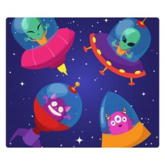 Cartoon Funny Aliens With Ufo Duck Starry Sky Set Double Sided Flano Blanket (small)  by Vaneshart