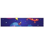 Cartoon Funny Aliens With Ufo Duck Starry Sky Set Small Flano Scarf Back