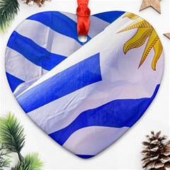 Uruguay Flags Waving Ornament (heart) by dflcprintsclothing