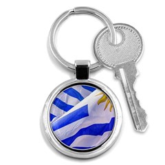 Uruguay Flags Waving Key Chain (round) by dflcprintsclothing