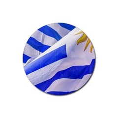 Uruguay Flags Waving Rubber Coaster (round)  by dflcprintsclothing