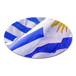 Uruguay Flags Waving Oval Magnet Front