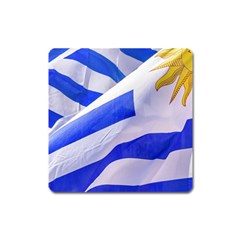 Uruguay Flags Waving Square Magnet by dflcprintsclothing