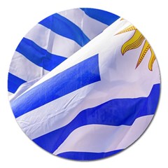 Uruguay Flags Waving Magnet 5  (round)