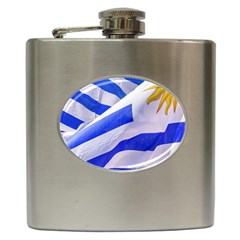 Uruguay Flags Waving Hip Flask (6 Oz) by dflcprintsclothing