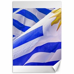 Uruguay Flags Waving Canvas 12  X 18 