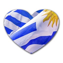 Uruguay Flags Waving Heart Mousepads by dflcprintsclothing