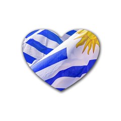 Uruguay Flags Waving Rubber Coaster (heart) 