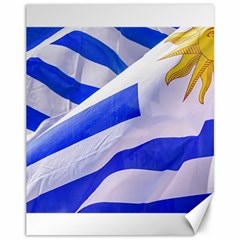 Uruguay Flags Waving Canvas 11  X 14  by dflcprintsclothing