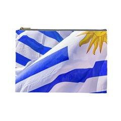 Uruguay Flags Waving Cosmetic Bag (large) by dflcprintsclothing