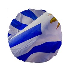 Uruguay Flags Waving Standard 15  Premium Round Cushions