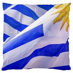 Uruguay Flags Waving Standard Flano Cushion Case (one Side) by dflcprintsclothing