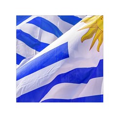 Uruguay Flags Waving Small Satin Scarf (square)