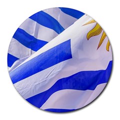 Uruguay Flags Waving Round Mousepads by dflcprintsclothing