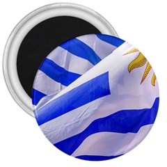 Uruguay Flags Waving 3  Magnets