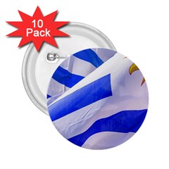 Uruguay Flags Waving 2 25  Buttons (10 Pack)  by dflcprintsclothing