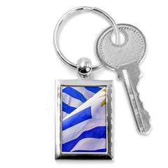 Uruguay Flags Waving Key Chain (rectangle) by dflcprintsclothing