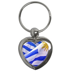 Uruguay Flags Waving Key Chain (heart) by dflcprintsclothing