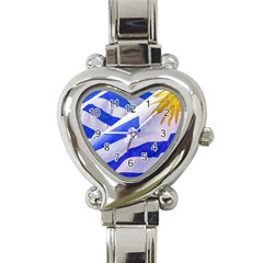 Uruguay Flags Waving Heart Italian Charm Watch by dflcprintsclothing