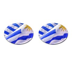 Uruguay Flags Waving Cufflinks (oval)