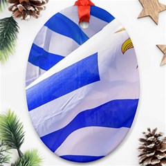 Uruguay Flags Waving Oval Ornament (two Sides) by dflcprintsclothing