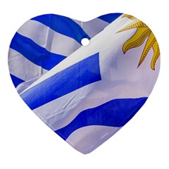 Uruguay Flags Waving Heart Ornament (two Sides) by dflcprintsclothing