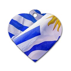 Uruguay Flags Waving Dog Tag Heart (one Side) by dflcprintsclothing