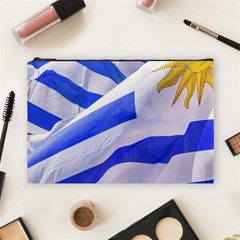 Uruguay Flags Waving Cosmetic Bag (large) by dflcprintsclothing