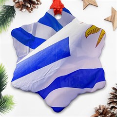 Uruguay Flags Waving Snowflake Ornament (two Sides) by dflcprintsclothing