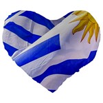 Uruguay Flags Waving Large 19  Premium Heart Shape Cushions Front